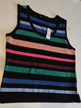 NY & Co. Striped Sleeveless Knit Top - Multicolor - Women's Size L - NWT
